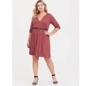 Torrid Rose Pink Jersey Shirt Dress (Plus Size 2)